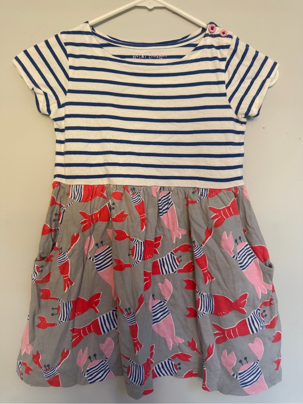 Mini Boden 4/5Girls Striped Lobster Dress